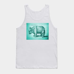 Teal Rhino Antique Engraving Tank Top